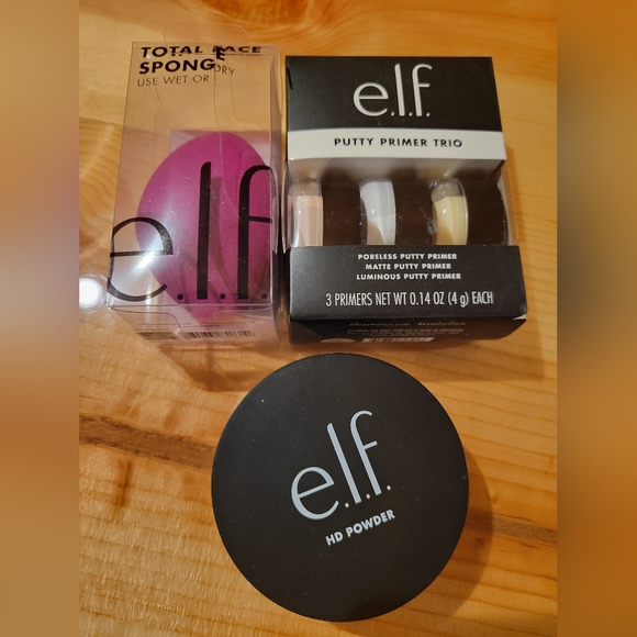 ELF Other - E.L.F. Putty Primer Trio Set, Total Face Sponge, HD Setting Powder